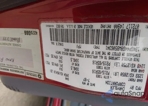 1998 Dodge Grand Caravan Se из США, поврежденный, VIN 1B4GP44G8WB506341